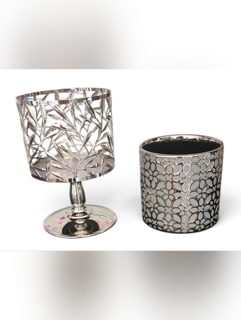Silver-tone Decorative Candle Holders - Bundle of 2